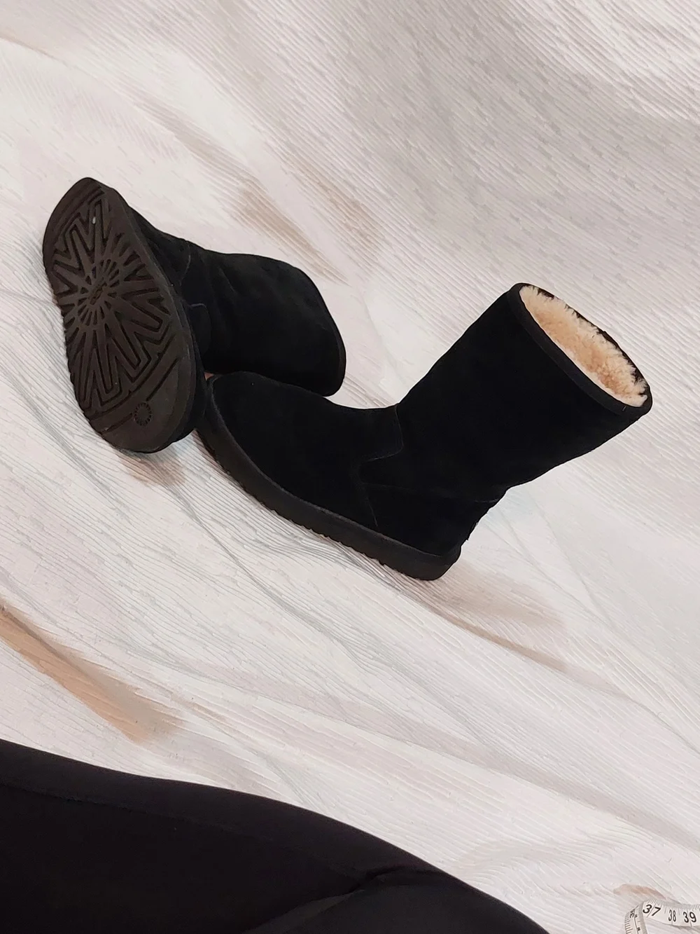 UGG Black Suede Shearling-Lined Winter Boots Size 4